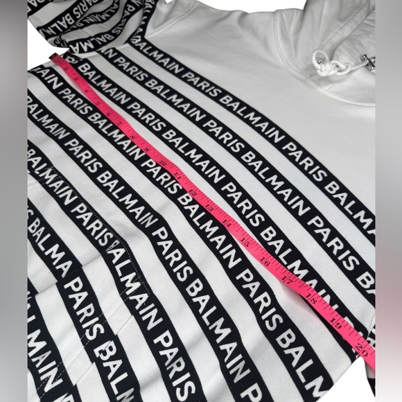 BALMAIN Black & White Logo Hoodie with side zippers 100% Authentic Size 36 - Picture 8 of 9